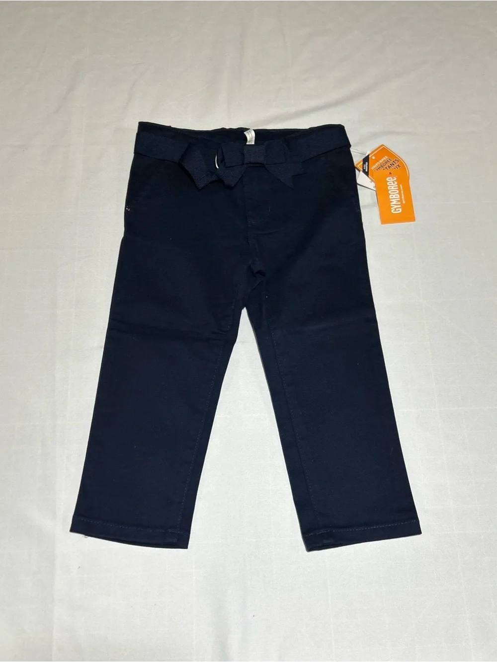 Gymboree Girls Blue Belted Woven Chino Pants NWT Uniform School Preppy Bow